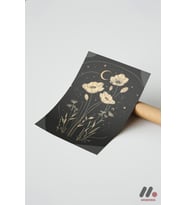 Altın Gelincik Gece Poster, Çerçevesiz Yüksek Kalite Duvar Afişi - Modern Ev