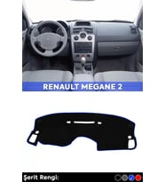 Renault Megane 2 3d Torpido Koruma Kılıfı - Ön Göğüs Kaplama - Mavi Şerit