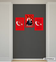 Bizerk Görsel Atatürk Köşesi İstiklal Marşı Gençliğe Hitabe Dekoratif Cam Duvar Sticker