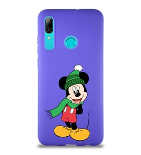 Huawei P Smart 2019 Soft Premier Kapak Mickey Mouse-G Tasarımlı Silikon Kılıf - Mor (Şeffaf)