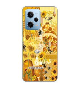 Redmi Note 12 Pro 5G Uyumlu Sunshine Arı Kolaj Tasarımlı Şeffaf Telefon Kılıfı