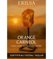 Sertifikalı Doğal Ham Turuncu Karnelyan Akik Taşı Standlı Obje – Yaşam Enerjisini Artırır (Çok Renkli)