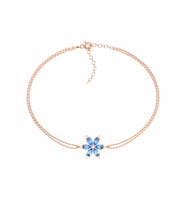 Aqua Taşlı Lotus Çiçeği Rose Gümüş Bileklik