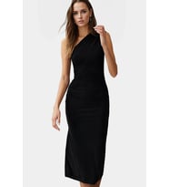 Bodycon Midi Elbise Kolsuz Tek Omuz Örme Kumaş Günlük Şık Dayanıklı Malzeme