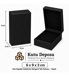 6x9x3 cm Tam Kapaklı Selefonlu Süngerli Takı Kutusu - Siyah (DEMONTE) (50 ADET)