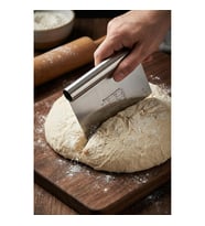 Paslanmaz Çelik Ölçü Rehberli Hamur Kesici & Hamur Şekillendirici Spatula (11x14 cm)