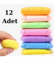 Zıplayan Kil Oyun Hamuru Karışık Renkli (12 Adet 73 Gr ) Air Dry Clay Hava ile Kuruyan Modelleme Kili