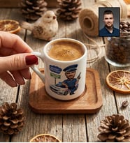 Kişiye Özel Kişiye Özel Karikatürlü Erkek Polis Türk Kahvesi Fincanı Polisler Günü Hediyesi