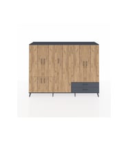 Hyperion Dolap 12 Raflı 2 Çekmeceli 7 Kapaklı 220x44x163 Antrasit-Çam/Antrasit