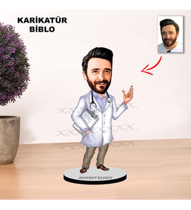 KİŞİYE ÖZEL KARİKATÜR DOKTOR TASARIMLI ERKEK BİBLO XKB4