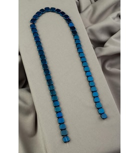 Hematit Doğal Taş Parlak Mavi Kare Kesim 8x8x3mm Dizi [AA]