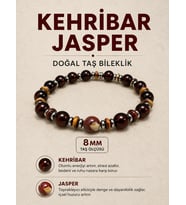 Kehribar Jasper Doğal Taş Bileklik 8 mm Osmanlı Doğal Taş