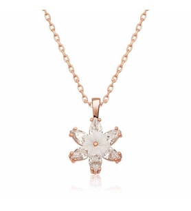 Gümüş Rose Beyaz Lotus Çiçeği Kolye