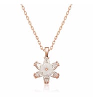 Gümüş Rose Beyaz Lotus Çiçeği Kolye