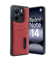 Xiaomi Redmi Note 14 4g Kılıf Sara Kartvizitli Deri Kılıf - Kırmızı