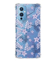 PrintiFy OnePlus 9 Uyumlu Köşe Korumalı Floral Lila Tasarımlı Şeffaf Silikon Kılıf