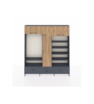 Arges Dolap 18 Raflı 4 Çekmeceli Tek Askılı 220x30x243 Antrasit-Çam/Antrasit
