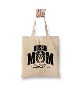 Australian Shepherd Mom Avustralya Çoban Köpeği Bez Çanta Uzun Saplı Alışveriş Çantası Plaj Çantası (Beyaz)