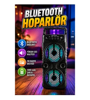 1200 mAh Şarjlı Bluetooth Hoparlör – LED Işıklı, FM Radyo, USB ve Hafıza Kartı Destekli
