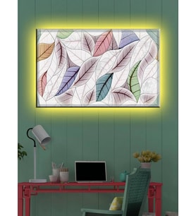 Led Işıklı Sanatsal Yaprak Tablo