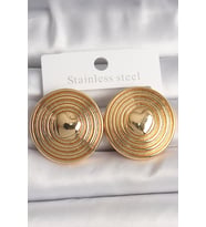 Pirinç Gold Renk Kalp İşlemeli Daire Plaka Model Kadın Küpe 5886 - GLST2717-6523