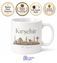 Kırşehir Sade Şehir Tasarımlı Kupa Bardak Hediye Porselen Mug