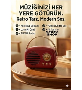 Nostaljik Retro Bluetooth Hoparlör - FM Radyo, USB ve Bluetooth Kablosuz Hoparlör