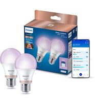 Smart Lighting LED Ampul A60 E27 60W Eşdeğer RGB 2'li Paket - Google Home, Alexa, HomeKit ve Matter uyumlu