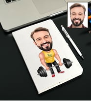 Kişiye Özel Halterci Tasarımlı Karikatürlü Beyaz Defter Kalem Seti 57