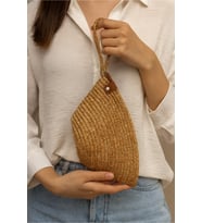 Kadın Hasır El Askılı Portföy Clutch El Çantası (Hasır Sarı)