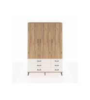 Arges Dolap 5 Raflı 6 Çekmeceli Tek Askılı 132x30x195 Çam-Çam/Aytaşı