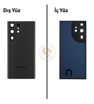 Samsung S23 Ultra Siyah Arka Pil Kapağı Batarya Kapağı Lazer Kesim Back Cover