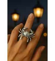 Yengeç Burcu Simgeli Unisex Ayarlanabilir Metal Yüzük