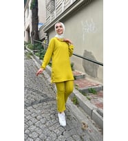 Candy Kolye Detaylı Tunik Pantolon İkili Takım - 71136.108 - Yağ Yeşili