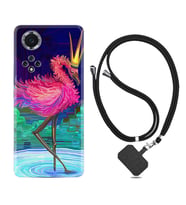 Huawei Nova Y70 Y90 Nova 9 SE  Kılıf Boyun Askılı Silikon Queen Flamingo 1748