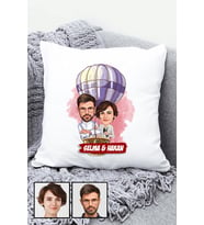 Eşe Hediye Uçan Balon Temalı Karikatürlü Yastık