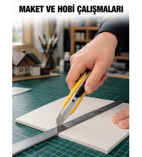 5 Adet Metal Falçata Seti Ergonomik Saplı Çelik Maket Bıçağı Koli Ambalaj PVC Kesici