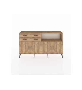 Arges Konsol 4 Raflı 4 Çekmeceli 4 Kapaklı 176x30x99 Çam-Çam