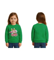 Unisex Labubu Baskılı Çocuk Swaetshirt 3 İplik Şardonlu (Yeşil)
