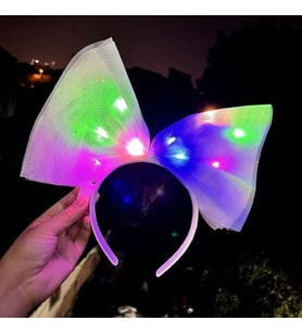 River World Rengi Beyaz Tül Parti Tacı Fiyonk Led Işıklı Rengarenk