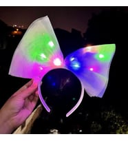 River World Rengi Beyaz Tül Parti Tacı Fiyonk Led Işıklı Rengarenk