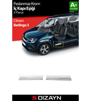 S-Dizayn Citroen Berlingo 3 Krom İç Kapı Eşiği 2 Prç 2019 Üzeri A+ Kalite