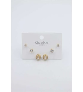 Çoklu Set Küpe - Altın