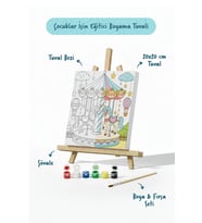 Atlı Karınca Temalı Çocuk Boyama Tuvali – Şövaleli Eğitici Boyama Seti 20x20 cm