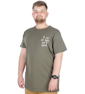 Mode XL Büyük Beden T-Shirt Bisiklet Yaka Work 22179 Haki
