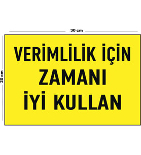 Metal Verimlilik İçin Zamanı İyi Kullan 20cm x 30cm A4 Büyüklüğünde Uyarı Levhası Yönlendirme Tabela