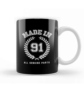 1991 Made In 91 All Genuine Parts Kupa Bardak Porselen