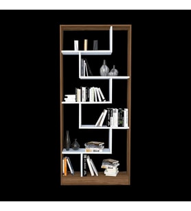 Kitaplık 17893 LABİRENT Torna Model1kalit Suntalem Raf Parlak Beyaz Ceviz El Yapı