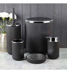 Perotti Lisbone Silver 5 Parça Banyo Takımı Siyah 13166