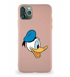 Apple iPhone 11 Pro Max Soft Premier Kapak Donald Duck-F Tasarımlı Silikon Kılıf - Pudra (Şeffaf)